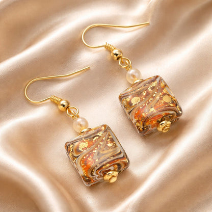 Boucles d'Oreilles Murano Corail 9242 - Verre Vénitien Artisanal