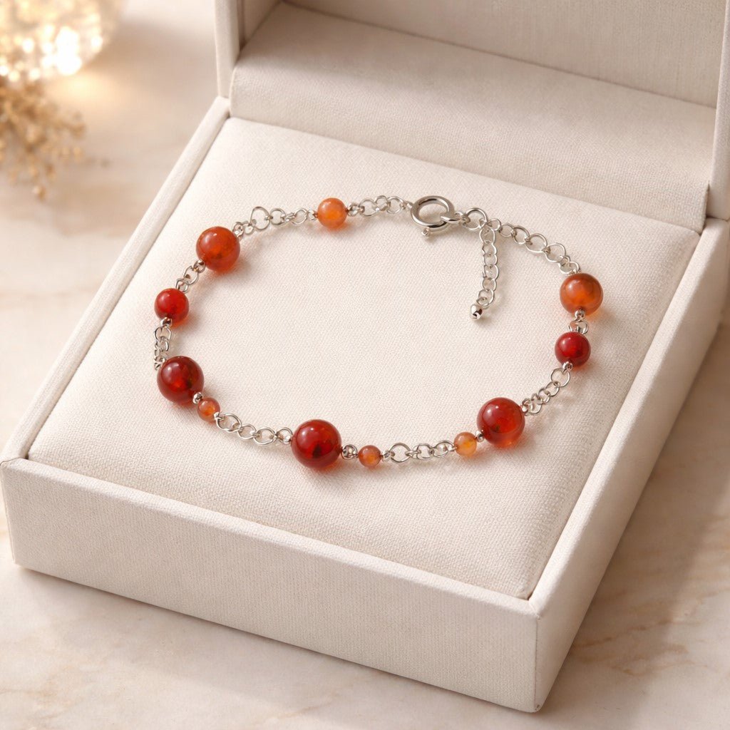 Bracelet Cornaline Argent 925 - Pierre Naturelle