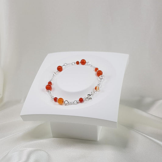 Bracelet cornaline en argent 925 - pierre naturelle orangée 