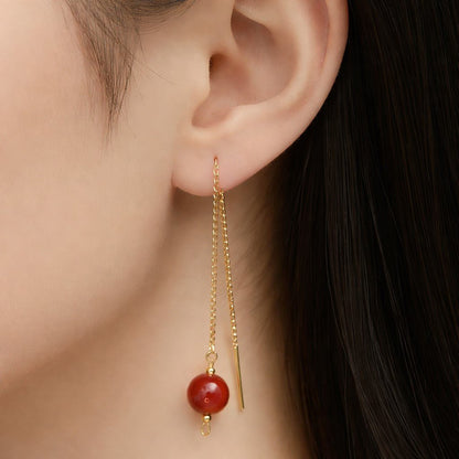 Boucles d'Oreilles Cornaline - Argent 925 Plaqué Or 1 Micron