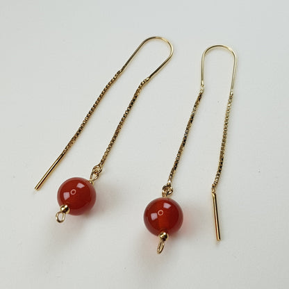 Boucles d'oreilles cornaline en argent 925 plaqué or - pierre naturelle