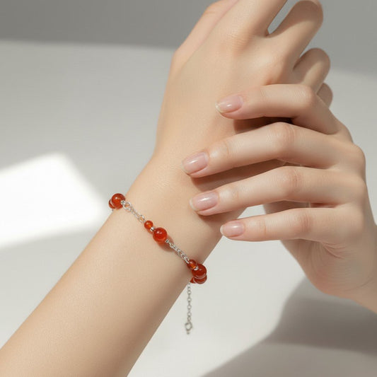 Bracelet Cornaline Argent 925 - Pierre Naturelle