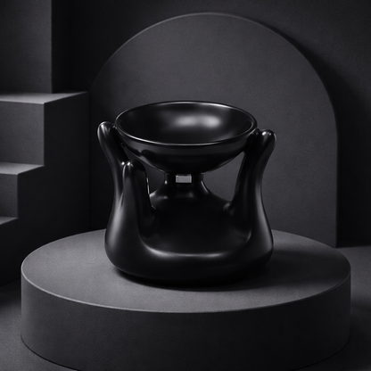 Brûleur à Huile Coup de Main Noir - Élégance Mystique et Méditation