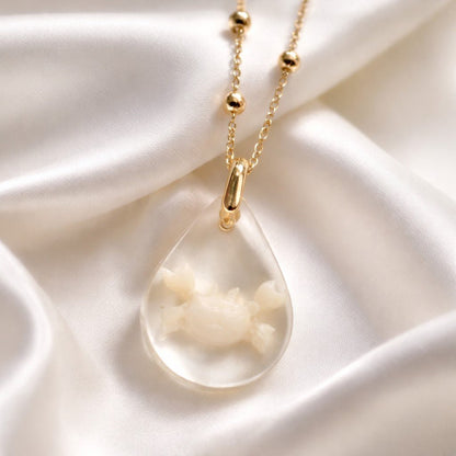 Collier Pendentif Étrille Blanc en Résine - Crabe Marin Pur
