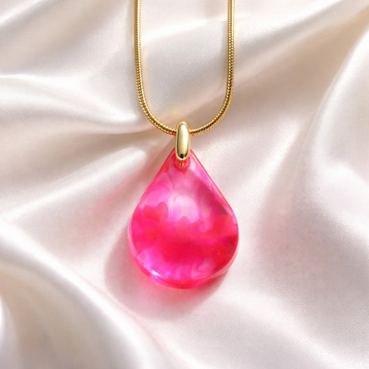Collier Pendentif Étrille fushia en Résine - Crabe Marin Délicat