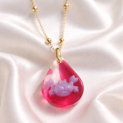 Collier Pendentif Étrille violet en Résine - Crabe Marin Délicat