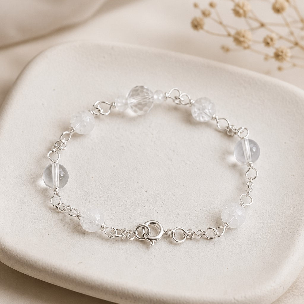 Bracelet Cristal de Roche Argent 925 - Quartz Clair