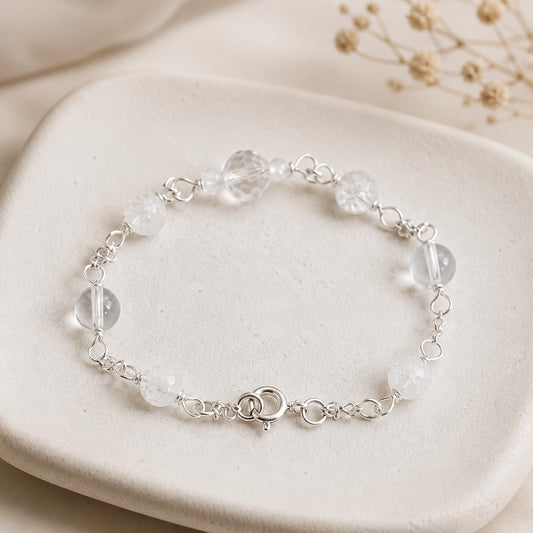 Bracelet Cristal de Roche Argent 925 - Quartz Clair