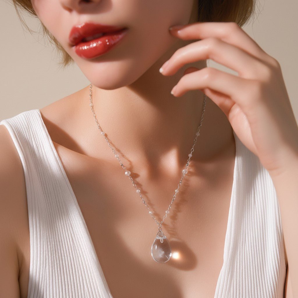 Pendentif Cristal de Roche Argent 925 - Quartz