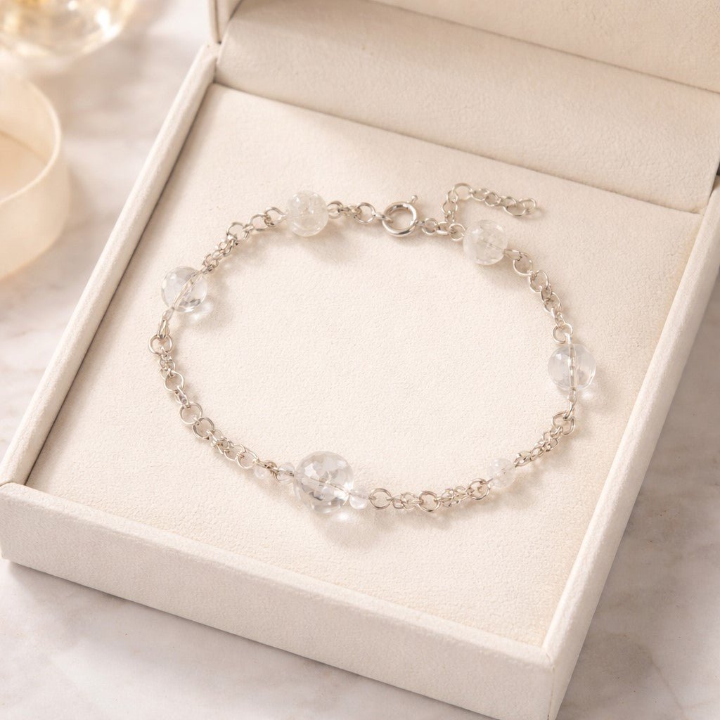 Bracelet Cristal de Roche Argent 925 - Quartz Clair