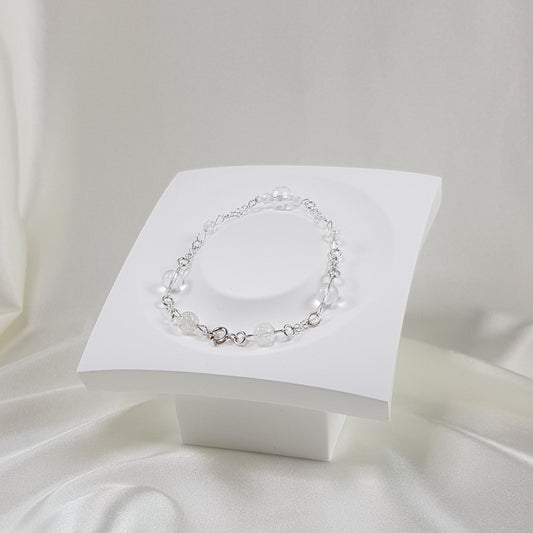 Bracelet cristal de roche en argent 925 - quartz clair 
