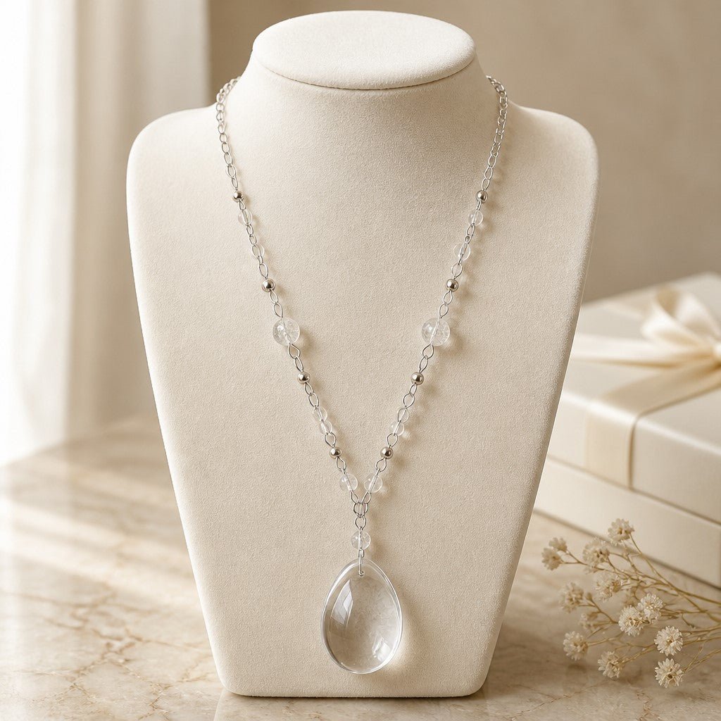 Pendentif Cristal de Roche Argent 925 - Quartz