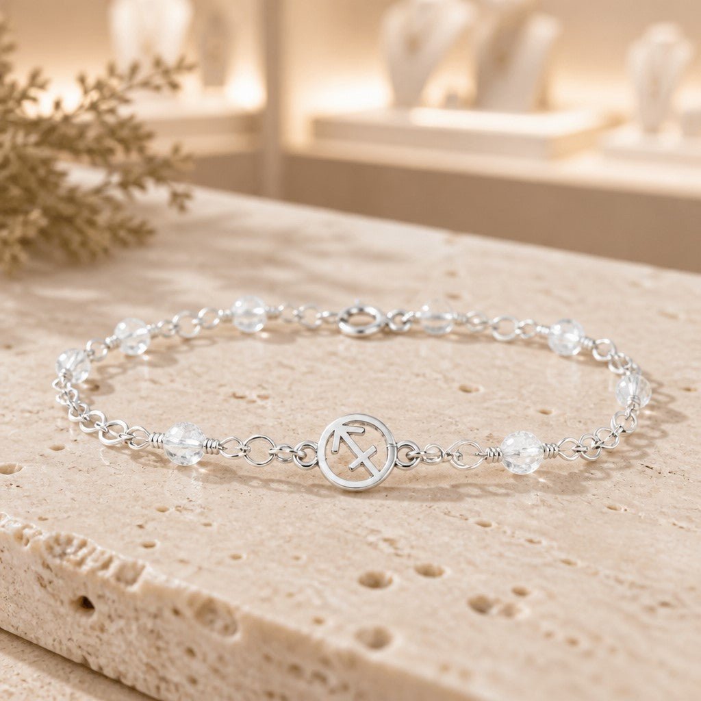 Bracelet Astrologique Sagittaire Cristal de Roche Argent 925