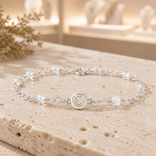 Bracelet Astrologique Sagittaire Cristal de Roche Argent 925