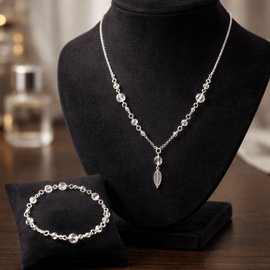Parure Cristal de Roche Argent 925 - Quartz Clair