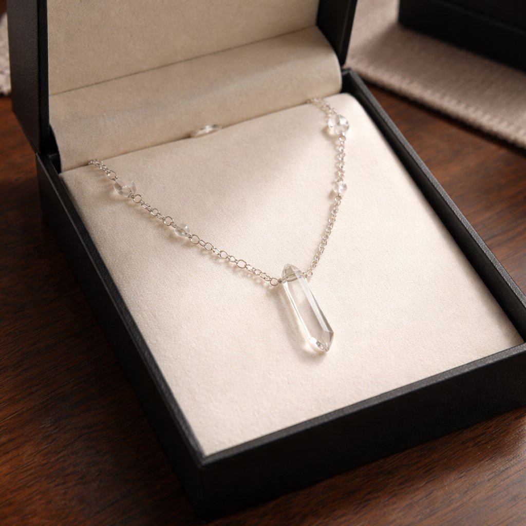 Pendentif Cristal de Roche Argent 925 - Quartz Naturel