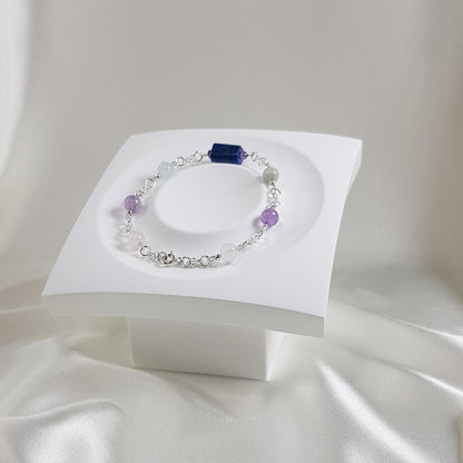 Bracelet deuil en argent 925 - lithothérapie pierres naturelles 