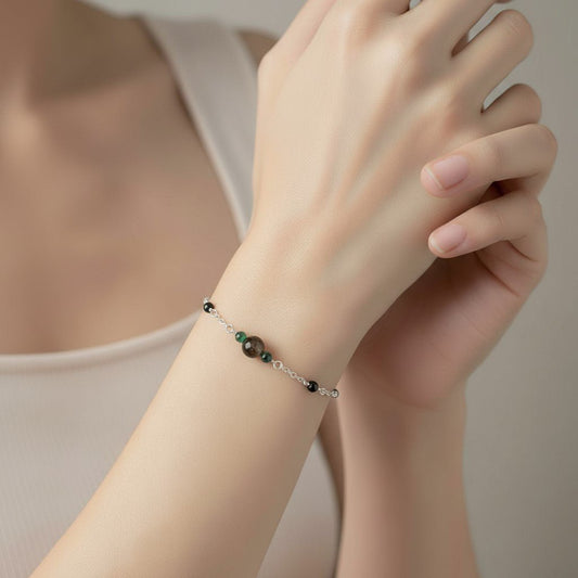 Bracelet Émeraude Argent 925 - Pierre Précieuse