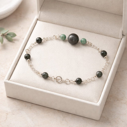 Bracelet Émeraude Argent 925 - Pierre Précieuse