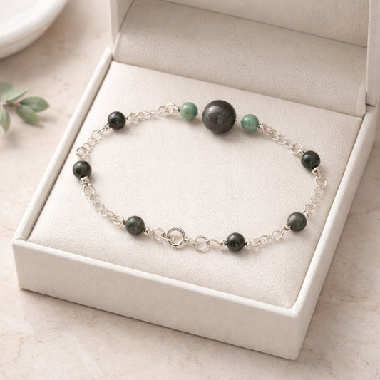 Bracelet Émeraude Argent 925 - Pierre Précieuse
