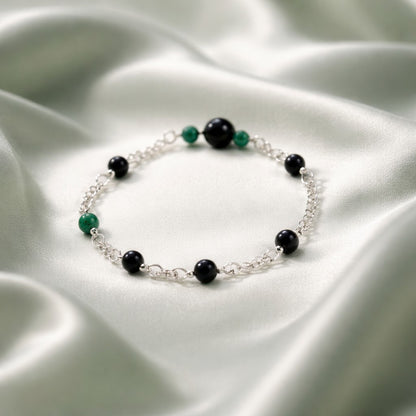 Bracelet Émeraude Argent 925 - Pierre Précieuse