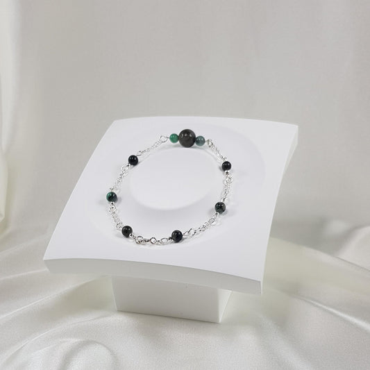 Bracelet émeraude en argent 925 - pierre précieuse verte 