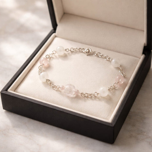 Bracelet Épanouissement Amoureux - Lithothérapie Pierres Naturelles Argent 925