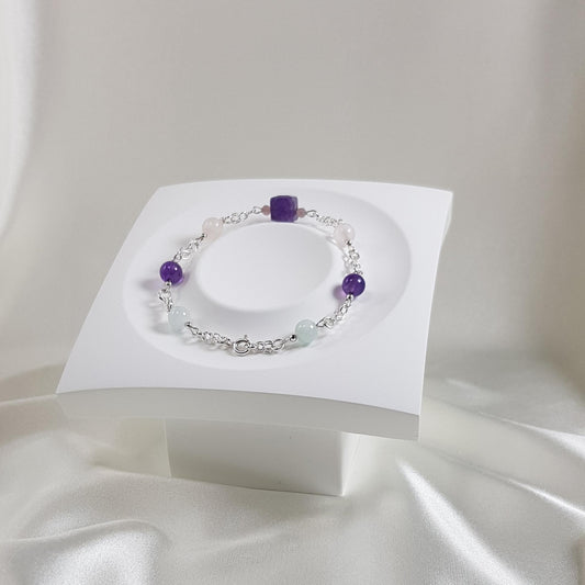 Bracelet épanouissement relationnel en argent 925 - lithothérapie pierres naturelles 