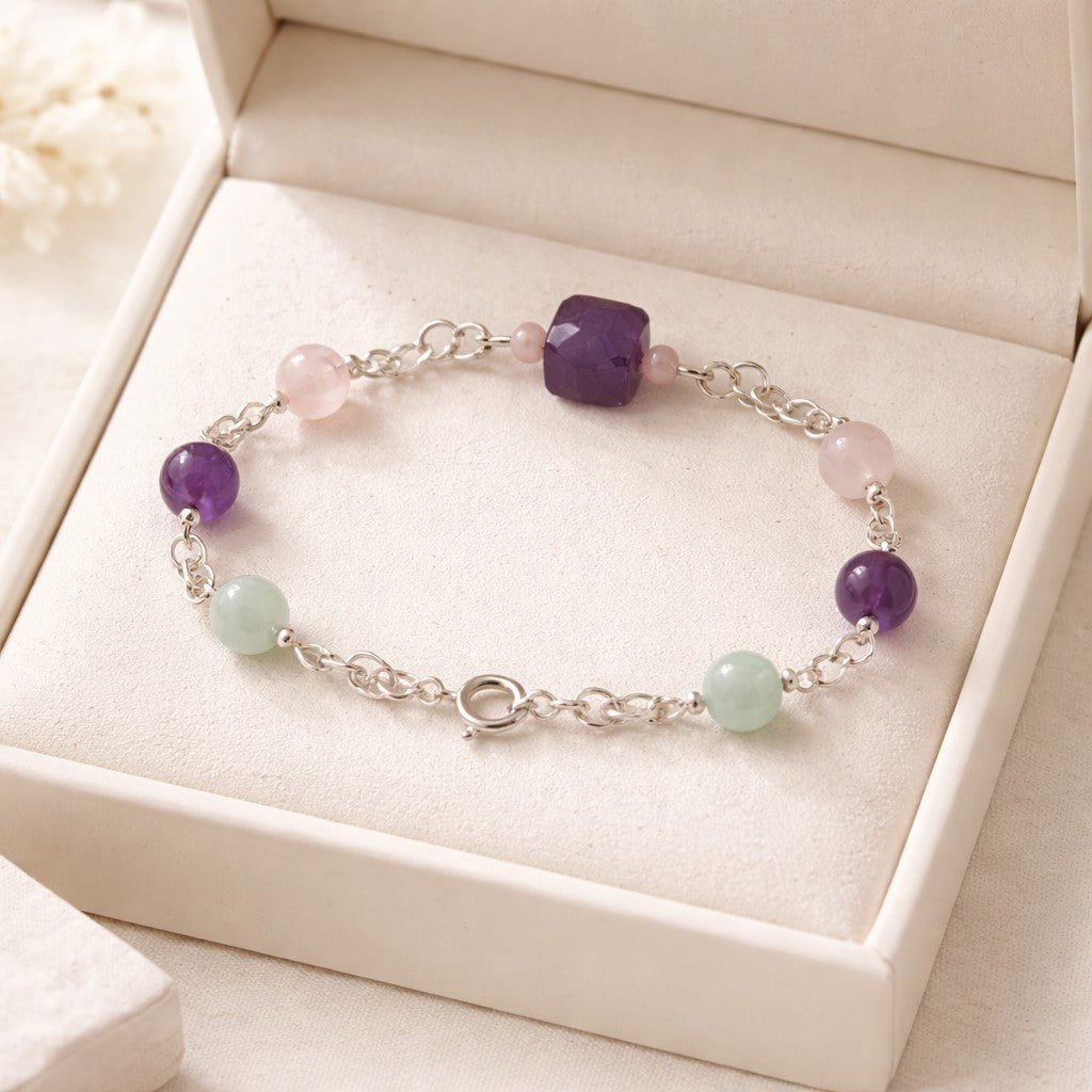 Bracelet Épanouissement Relationnel - Lithothérapie Pierres Naturelles Argent 925