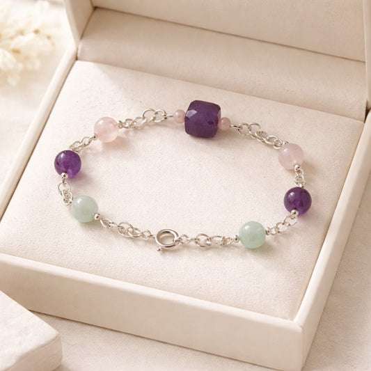 Bracelet Épanouissement Relationnel - Lithothérapie Pierres Naturelles Argent 925