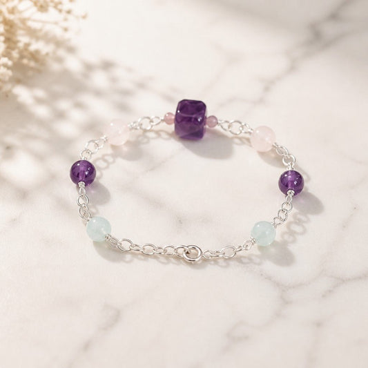 Bracelet Épanouissement Relationnel - Lithothérapie Pierres Naturelles Argent 925