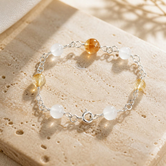 Bracelet Équilibre Énergétique - Lithothérapie Pierres Naturelles Argent 925