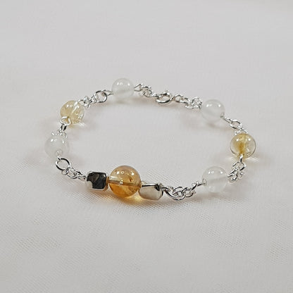 Bracelet équilibre énergétique en argent 925 - lithothérapie pierres naturelles 