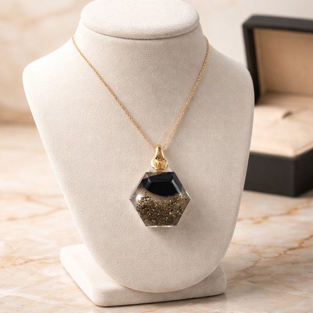 Collier Pendentif Flacon Alvéole Sable Foncé - Élégance Naturelle