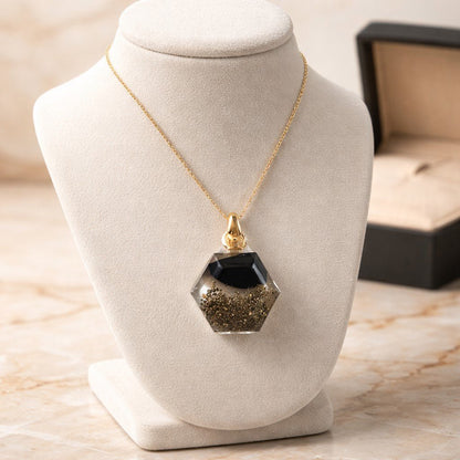 Collier Pendentif Flacon Alvéole Sable Foncé - Élégance Naturelle