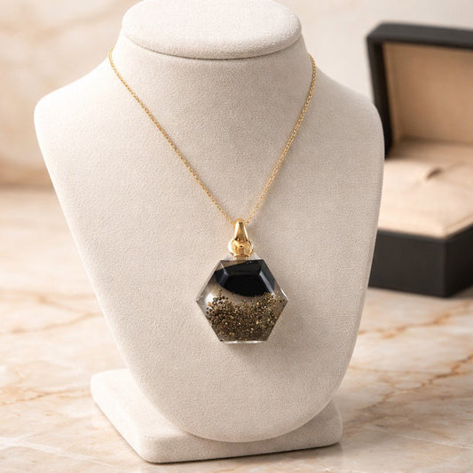 Collier Pendentif Flacon Alvéole Sable Foncé - Élégance Naturelle