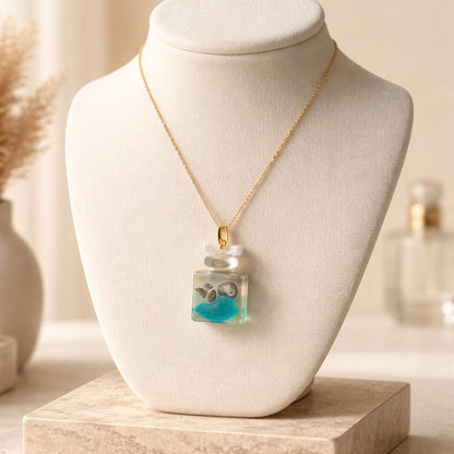 Collier Pendentif Flacon Gaby Teal - Élégance