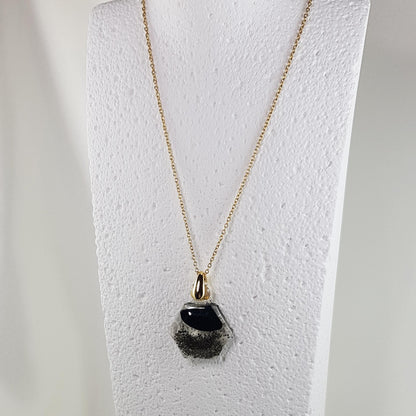 Collier pendentif flacon alvéole en résine sable foncé, élégance naturelle bijou fantaisie original