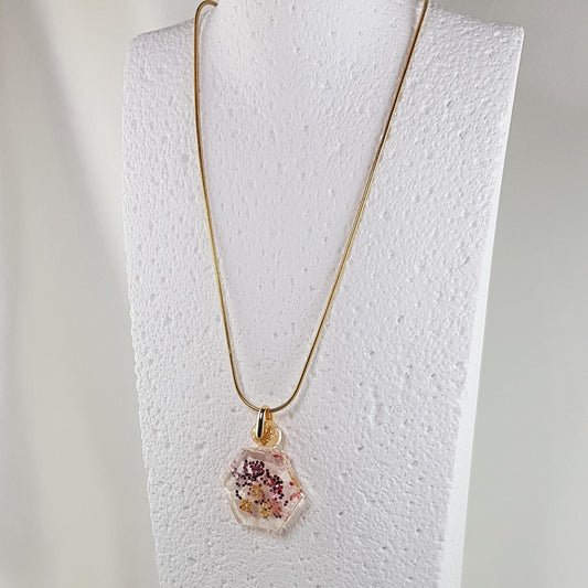 Collier Pendentif Flacon Alvéole Rose Pailletté - Féminité Scintillante Collier