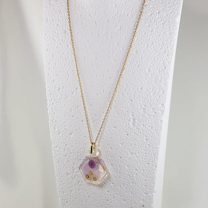 Collier Pendentif Flacon Alvéole Violet - Design Texturé Unique - Les Secrets de Louisettecollier