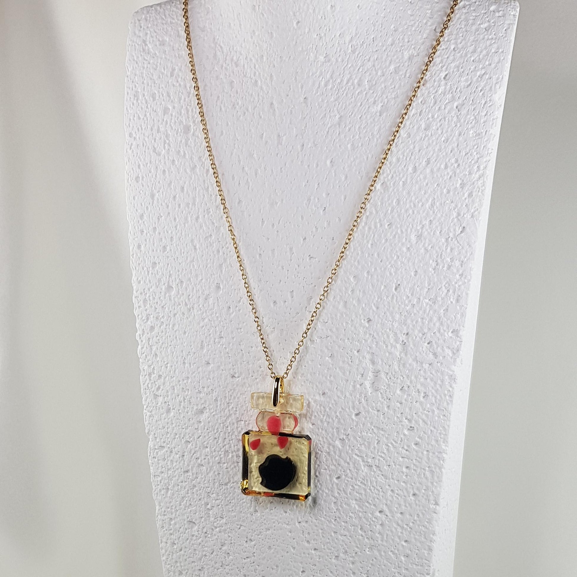 Collier Pendentif Flacon Gaby Noir - Élégance Intemporelle - Les Secrets de Louisettecollier