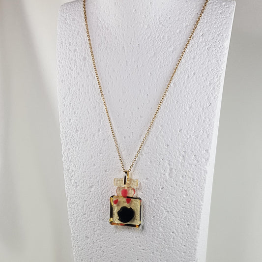 Collier Pendentif Flacon Gaby Noir - Élégance Intemporelle - Les Secrets de Louisettecollier