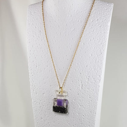 Collier Pendentif Flacon Gaby Parme - Romance et Élégance - Les Secrets de Louisettecollier