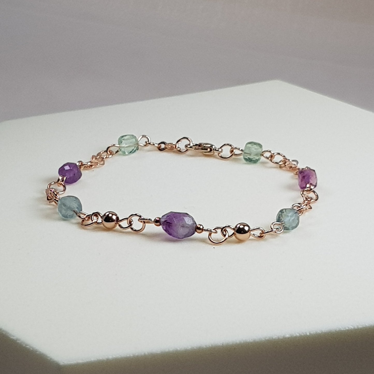 Fluorine multicolore argent 925 plaque or rose