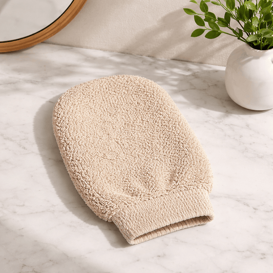 Gant Mitaine Beige - Accessoire Bain Doux Confortable Nettoyage Délicat