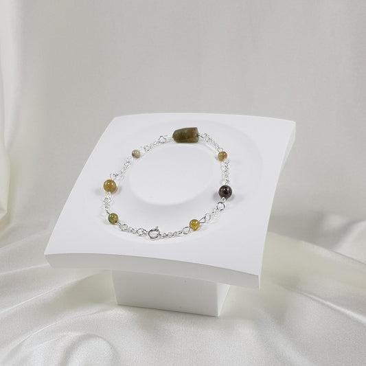 Bracelet grenat vert tsavorite en argent 925 - pierre précieuse 