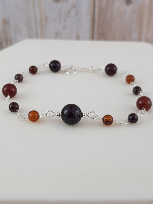 Bracelet grenat / grenat orange argent 925