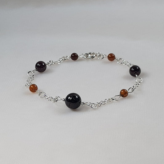 Grenat / grenat orange argent 925