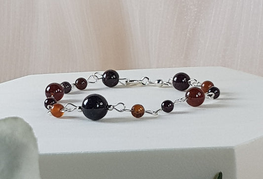 Grenat / grenat orange argent 925