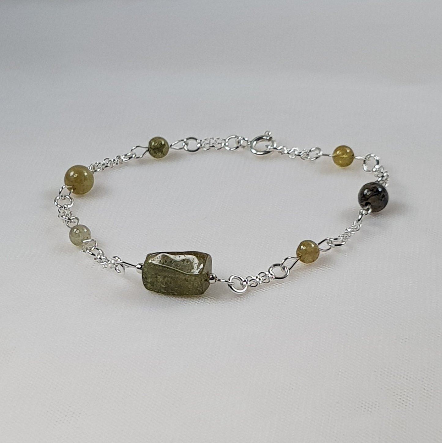 Grenat vert , argent 925